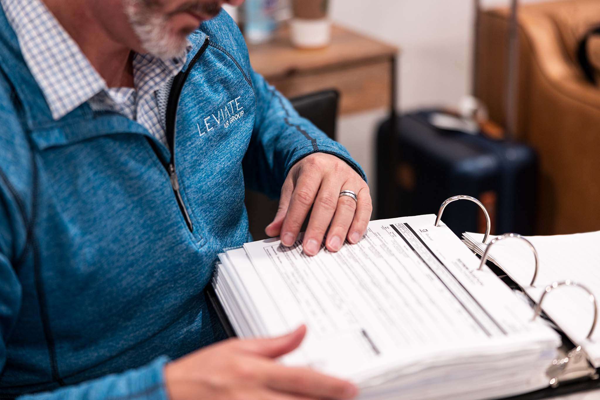 A Leviate advisor reviewing trip details