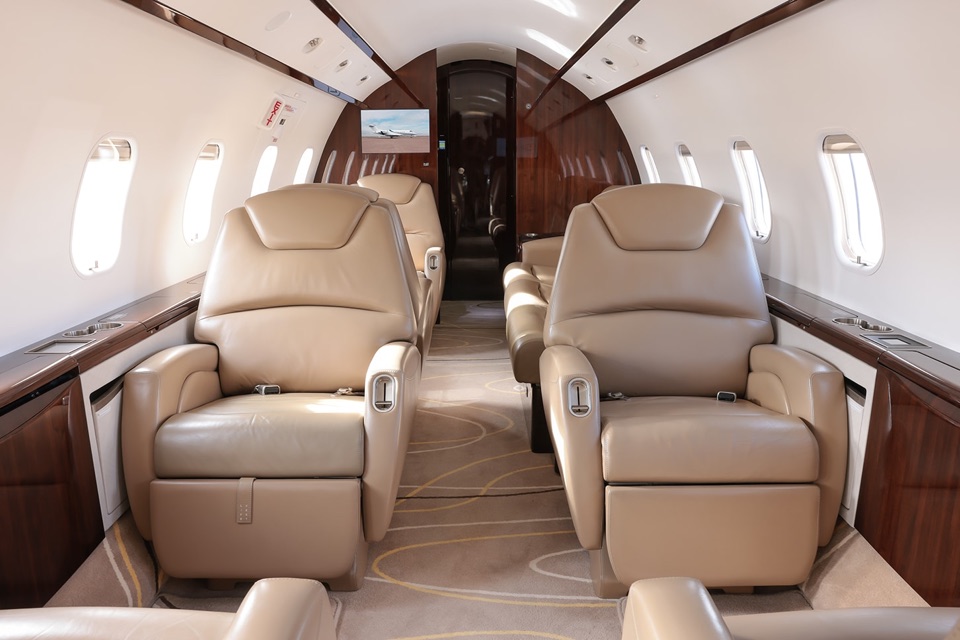 Interior cabin of a private jet